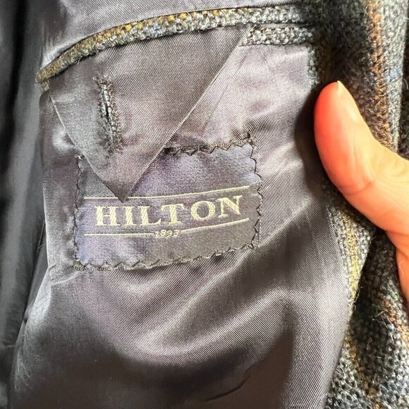 Hilton Loro Piana Wool Blazer Jacket Size 44 Blue Plaid Super 110's Career Work - Picture 12 of 13